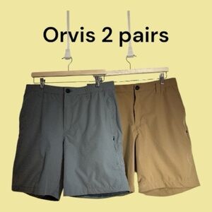Orvis Men’s Lightweight Casual Shorts 2 Pack Tan and Gray NWOTs Size 34R